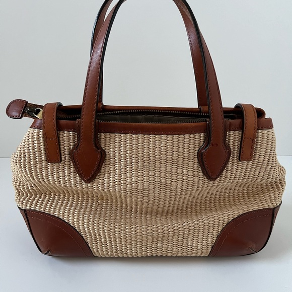 Brooks Brothers Straw Handbag with Leather Trim - Picture 2 of 10